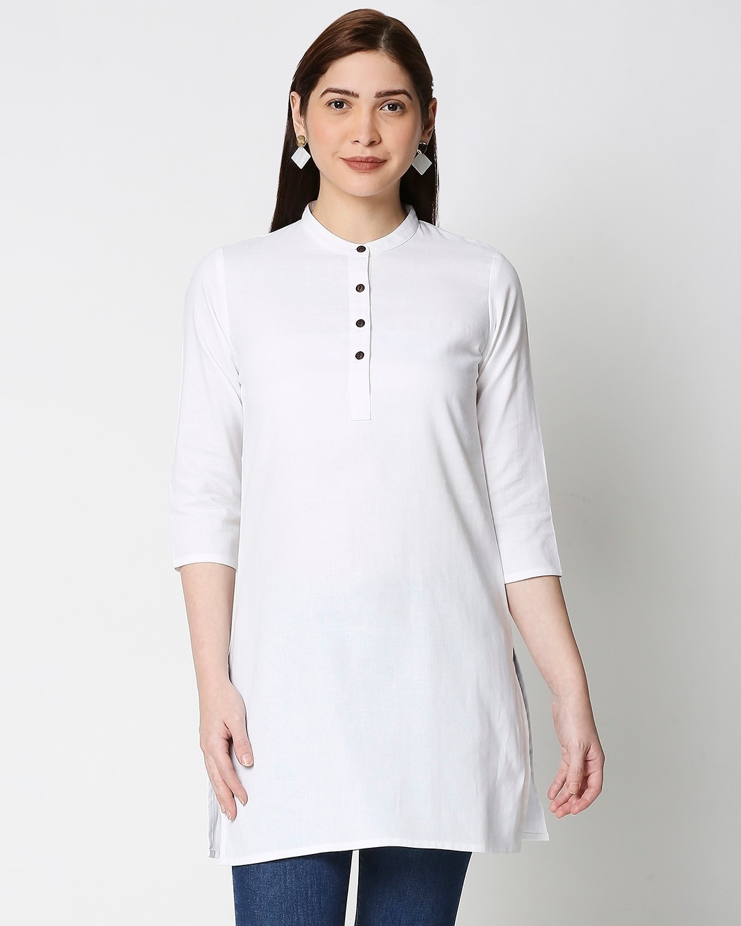 Shop Women's Solid White Short Kurta-Back