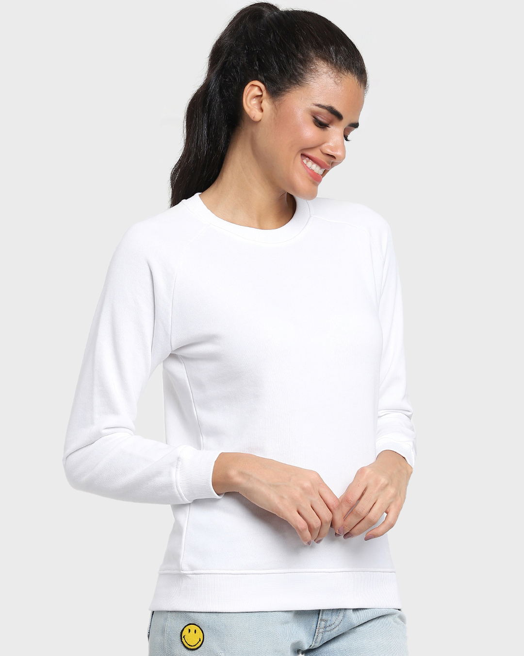 Shop Women's Solid White Sweatshirt-Back