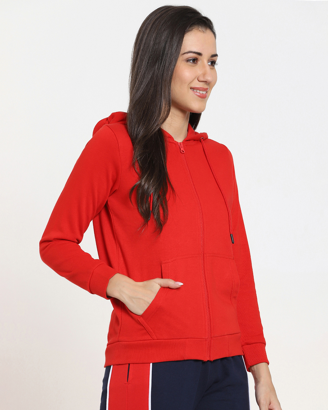 Shop Women's Red Zipper Hoodie-Back