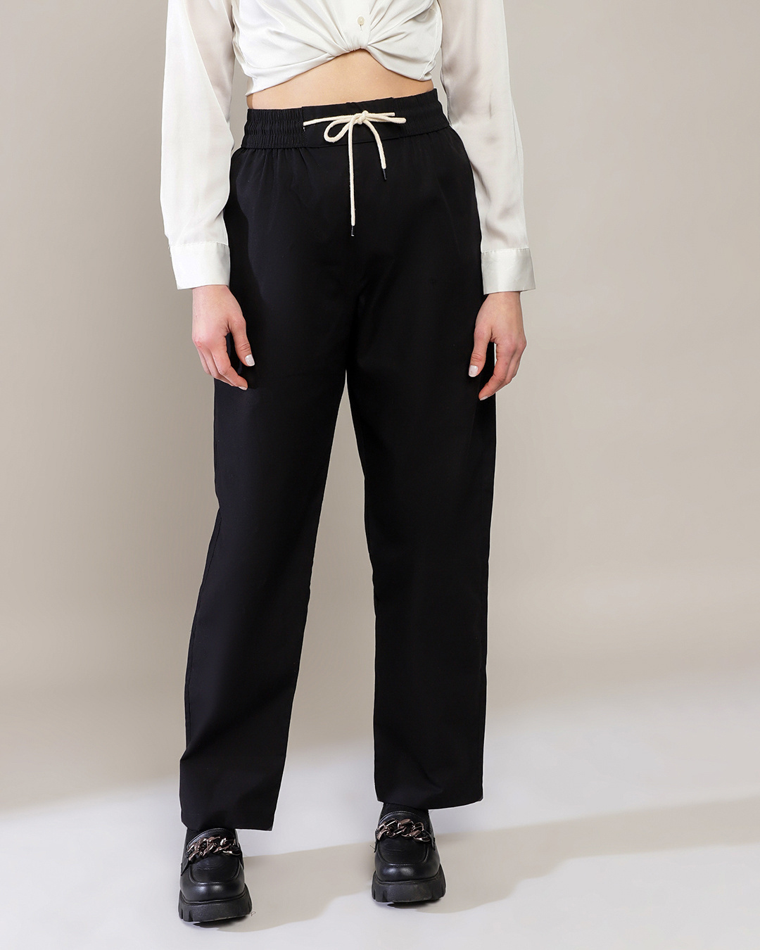 Buy Women's Space Black Baggy Pants Online at Bewakoof