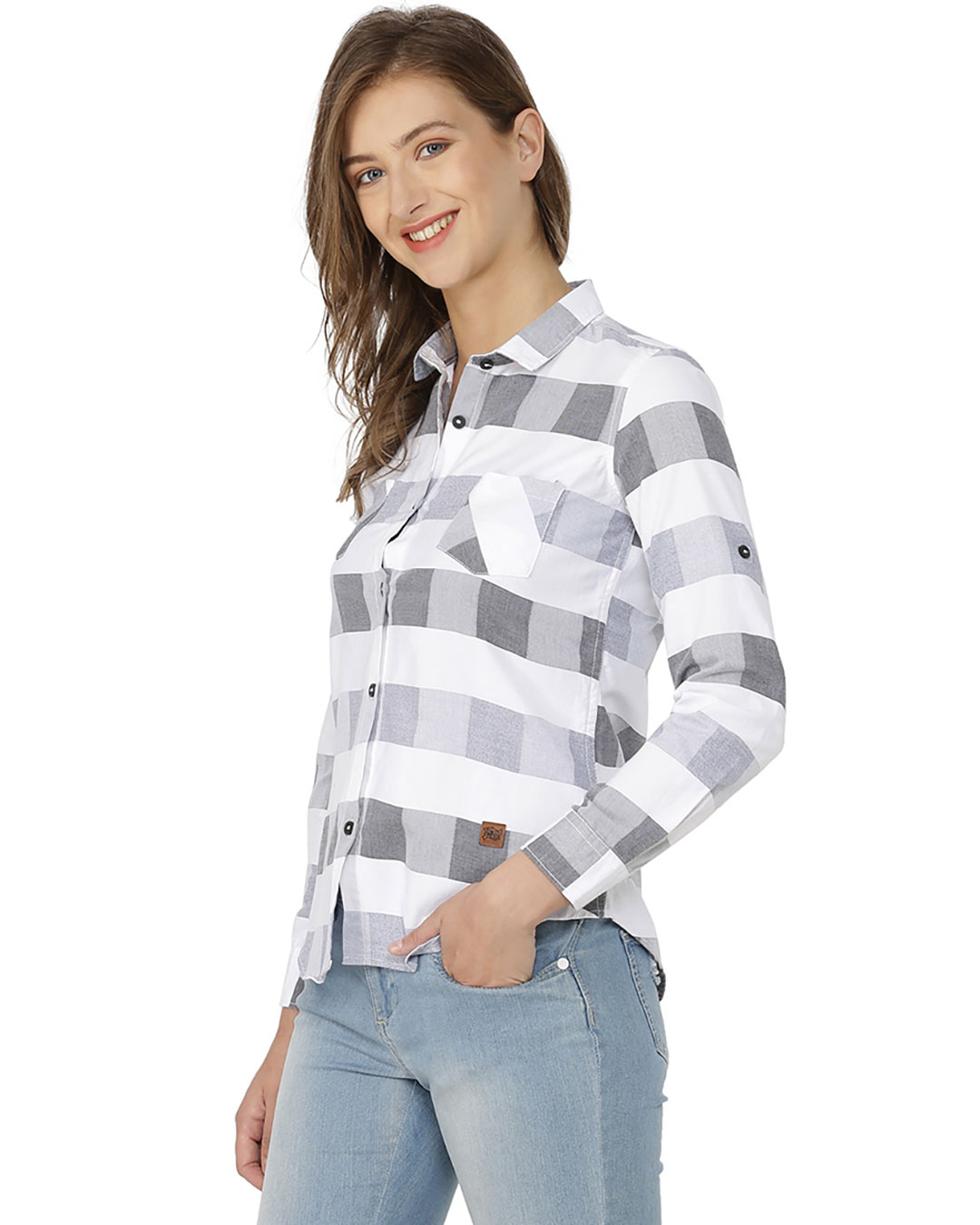 Shop Women's Stylish Checkered Casual Shirt-Back