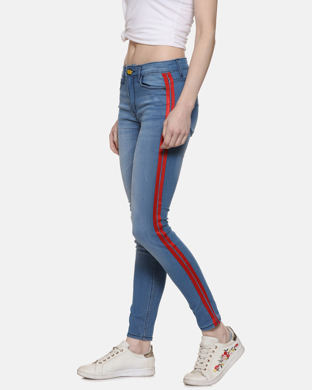 Shop Women's Stylish Side Striped Denim Jeans-Back