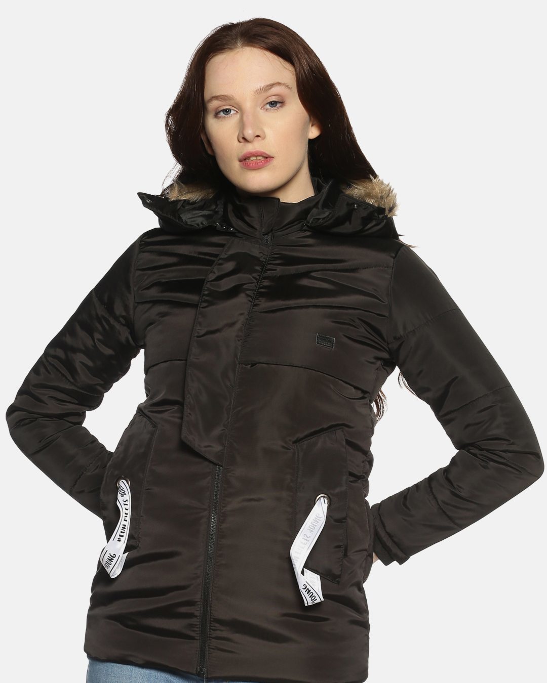 Shop Women's Stylish Solid Casual Bomber Jacket-Back