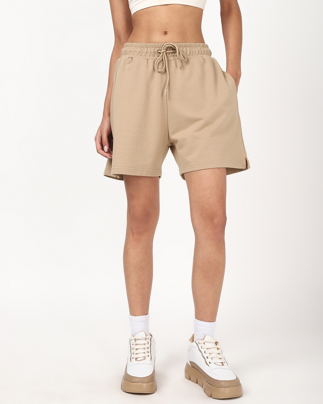 Shop Women's Taupe Brown Shorts-Back