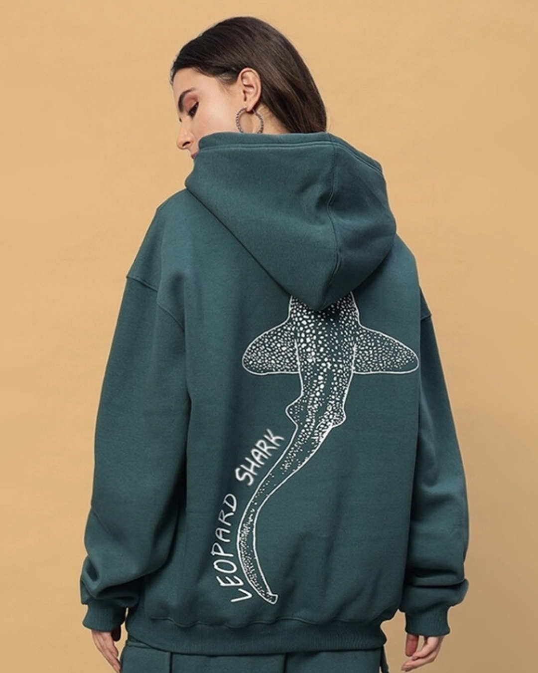 Buy Women's Teal Green Graphic Printed Oversized Hoodies Online at Bewakoof