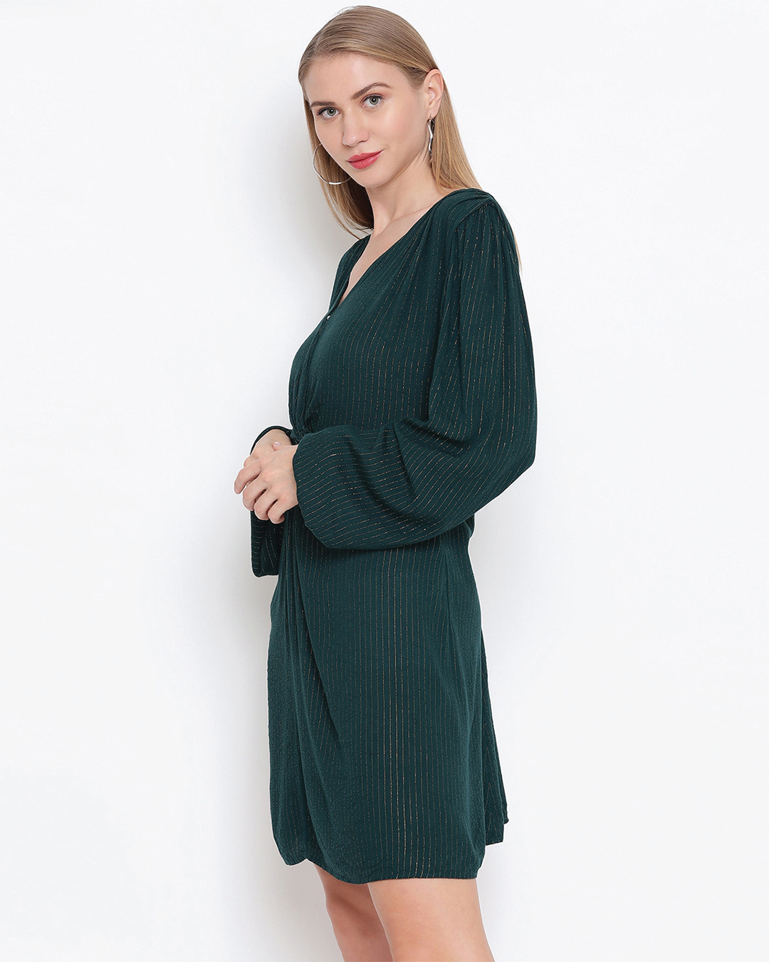 Shop Women's Teal Green Striped Dress-Back