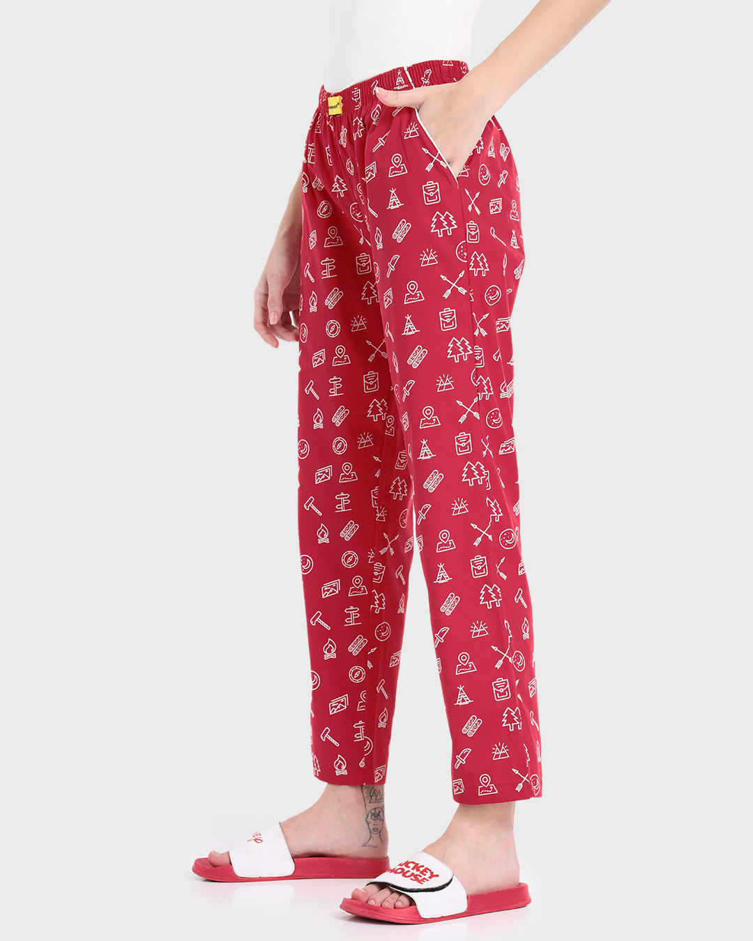Shop Women's Red Travel AOP Pyjamas-Back