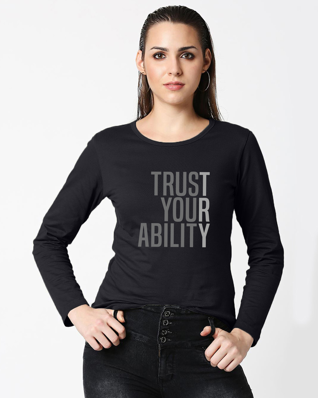 Shop Women's Trust Your Ability Full Sleeves T-shirt-Back