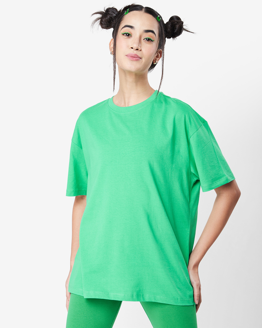 Shop Women's Varsity Green Oversized T-shirt-Back