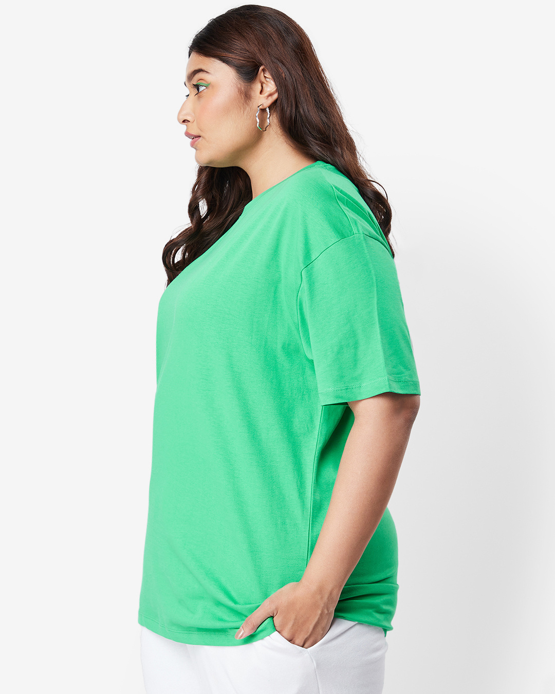 Shop Women's Varsity Green Oversized Plus Size T-shirt-Back