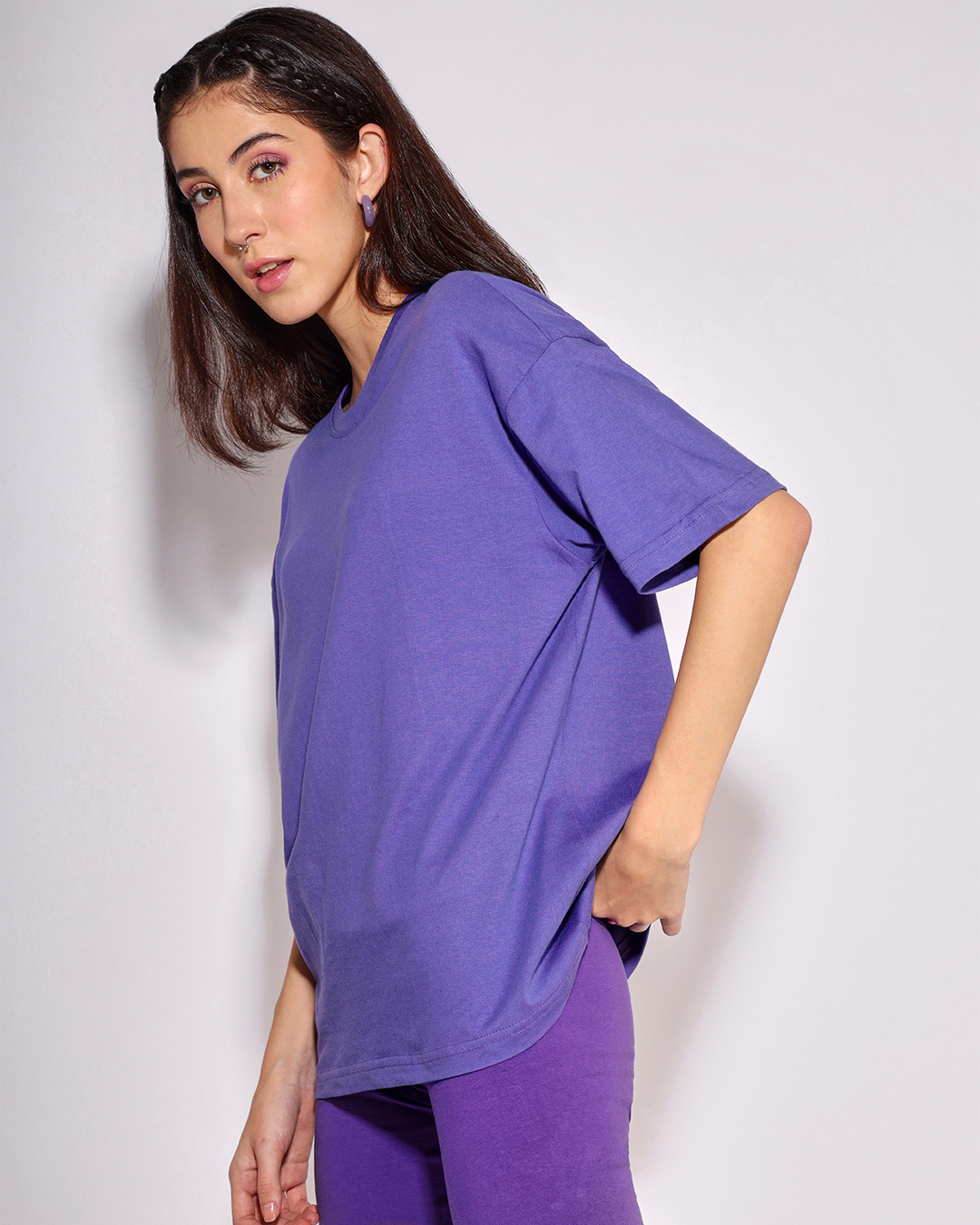 Shop Women's Blue Oversized Plus Size T-shirt-Back