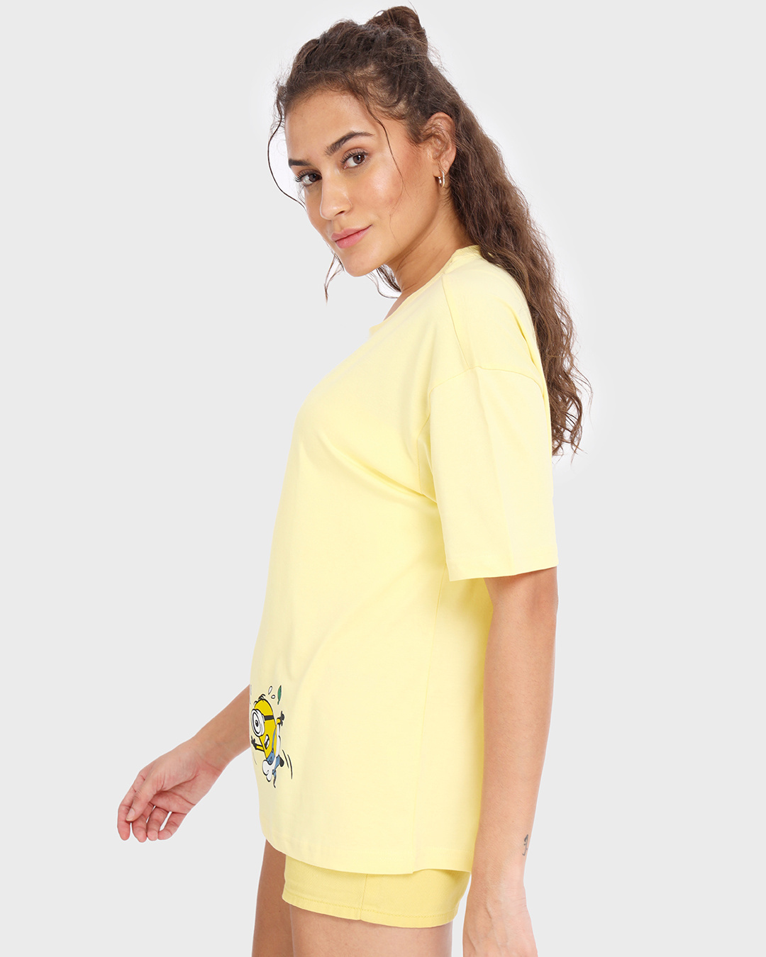Shop Women's Wax Yellow Better Together Typography Oversized T-shirt-Back