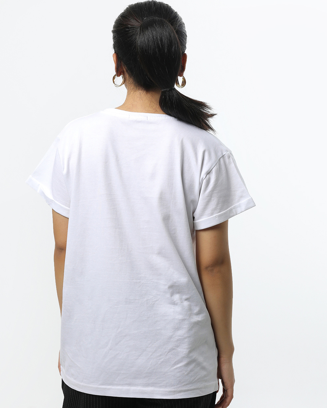 Shop Women's White 100% Cute Graphic Printed Boyfriend T-shirt-Back