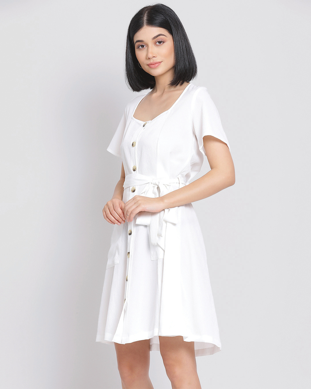 Shop Women's White A-Line Dress-Back