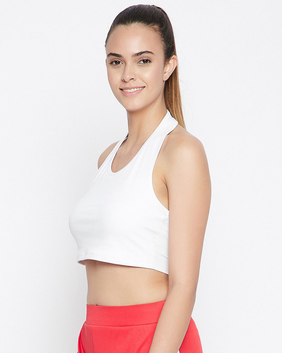 Shop Women's White Active Comfort Fit Crop Top-Back