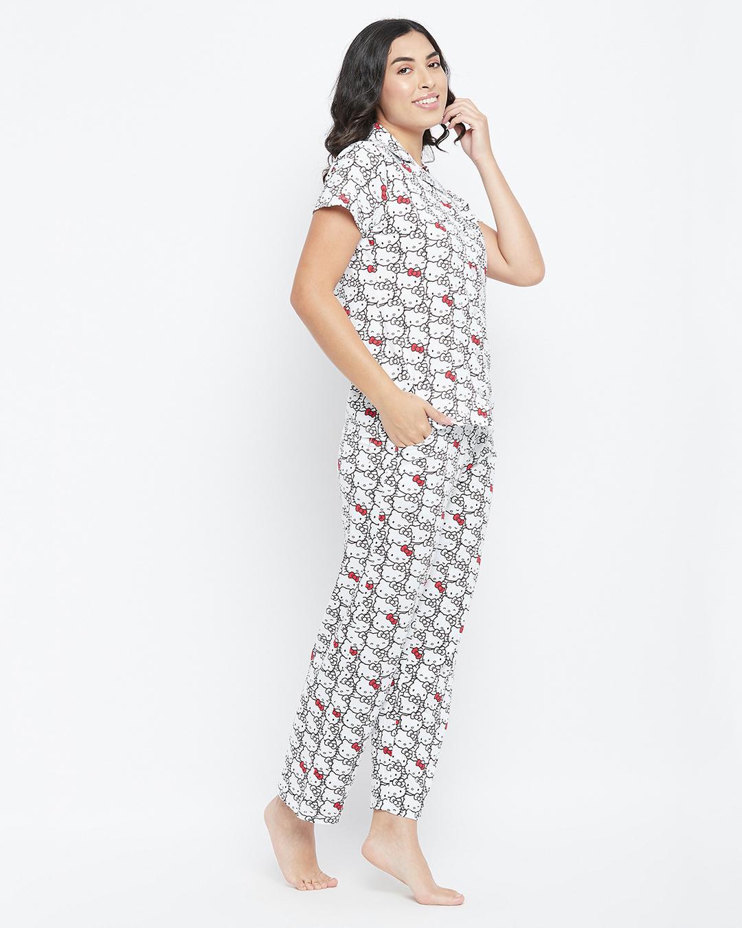 Shop Women's White All Over Hello Kitty Printed Nightsuit-Back