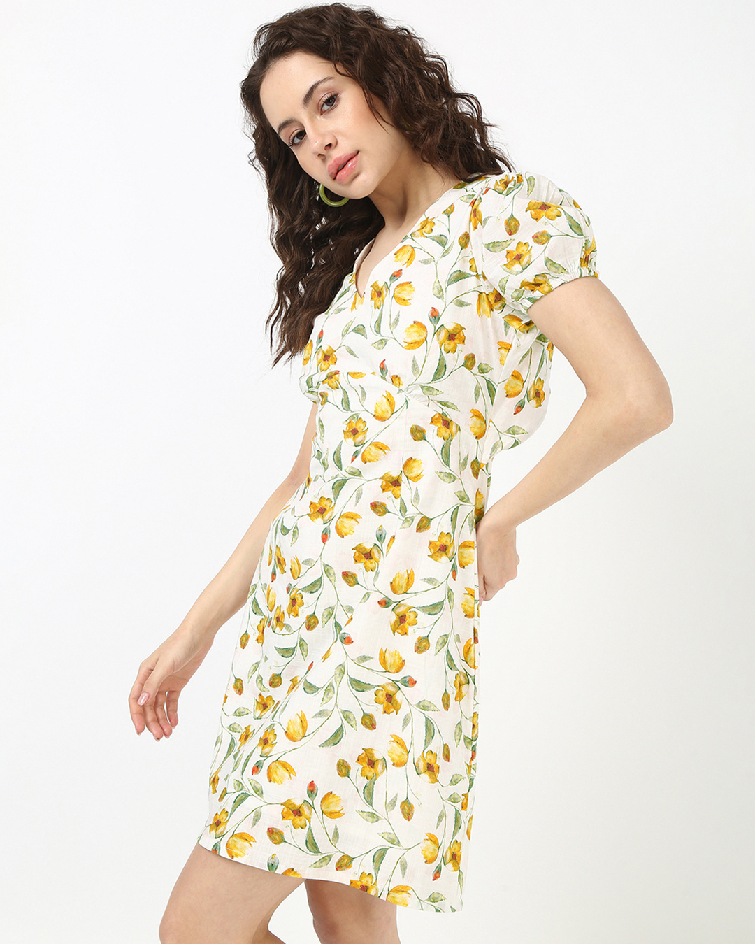 Shop Women's White All Over Floral Printed Mini Dress-Back