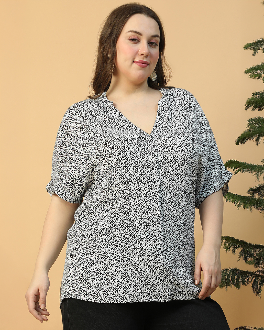 Shop Women's White All Over Printed Plus Size Top-Back