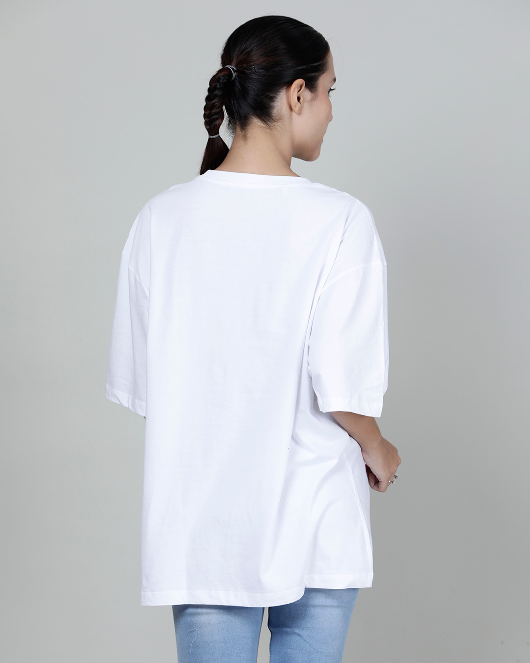 Shop Women's White AM/PM Graphic Printed Oversized T-shirt-Back