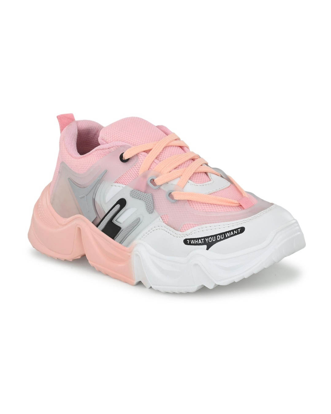 Shop Women's White & Pink Color Block Sneakers-Back