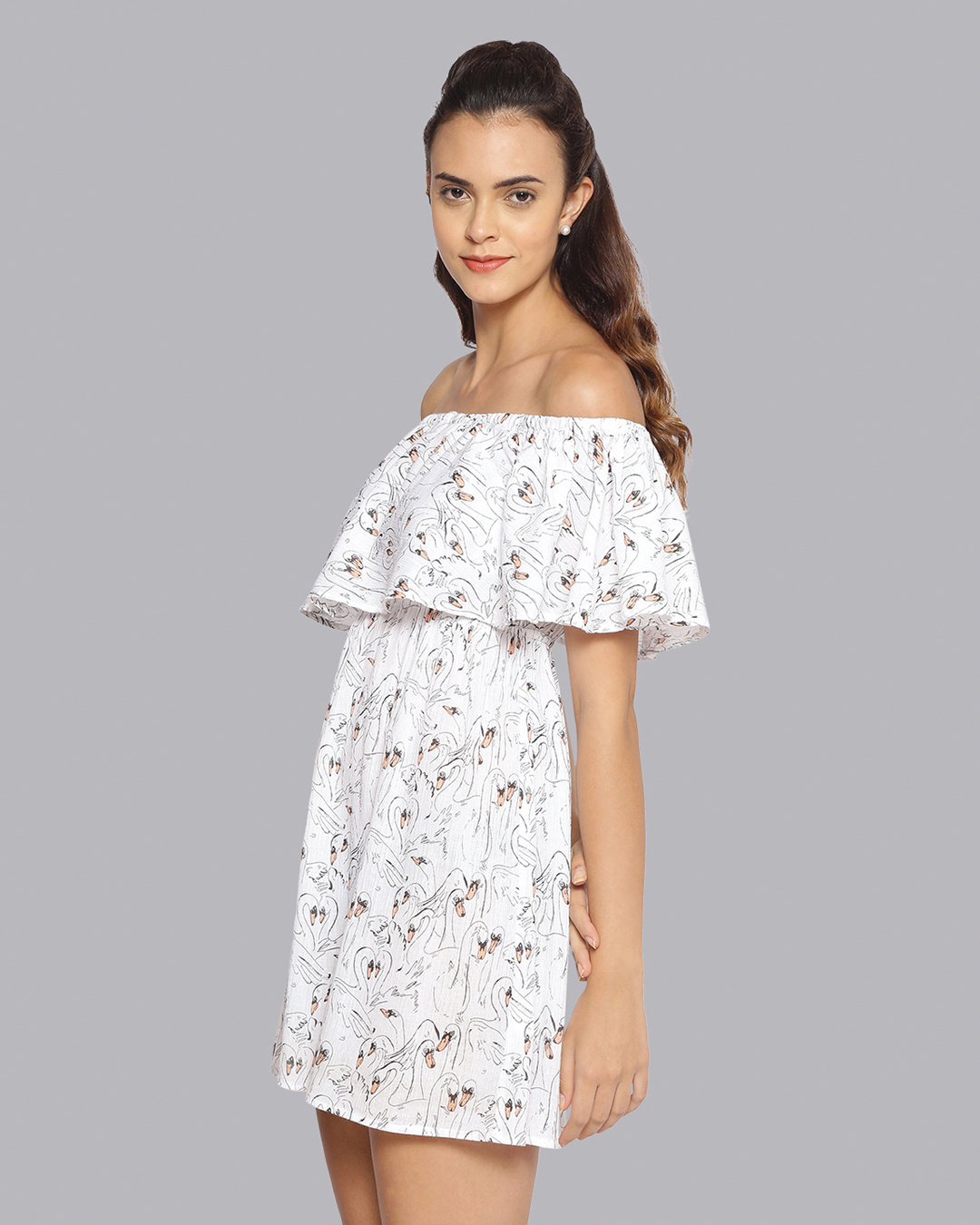 Shop Women's White Animal Printed Relaxed Fit Dress-Back
