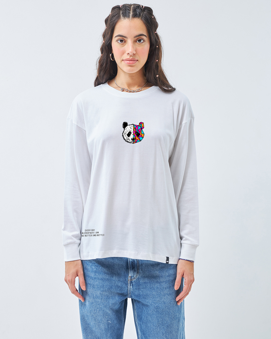 Shop Women's White Better & Better Graphic Printed Oversized T-shirt-Back