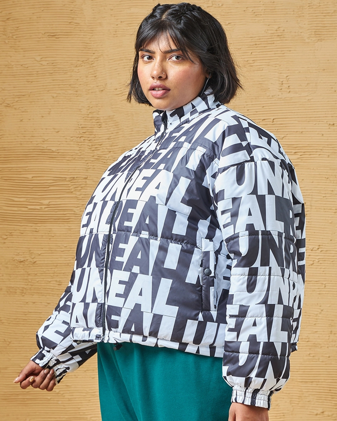 Shop Women's White & Black All Over Printed Oversized Plus Size Jacket-Back