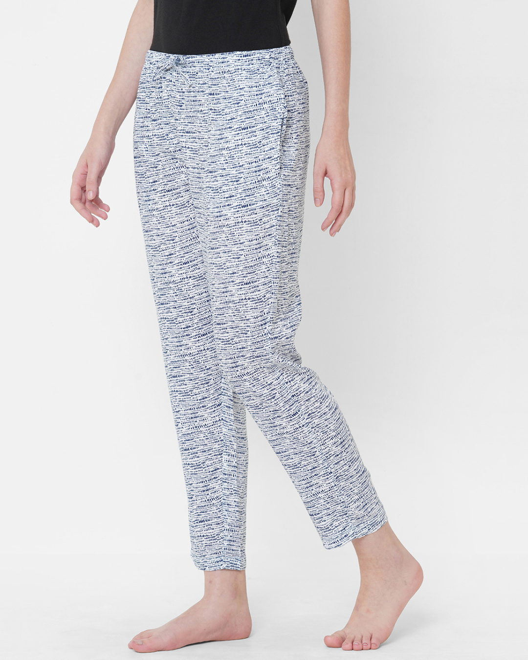 Shop Women's White & Blue All Over Printed Lounge Pants-Back