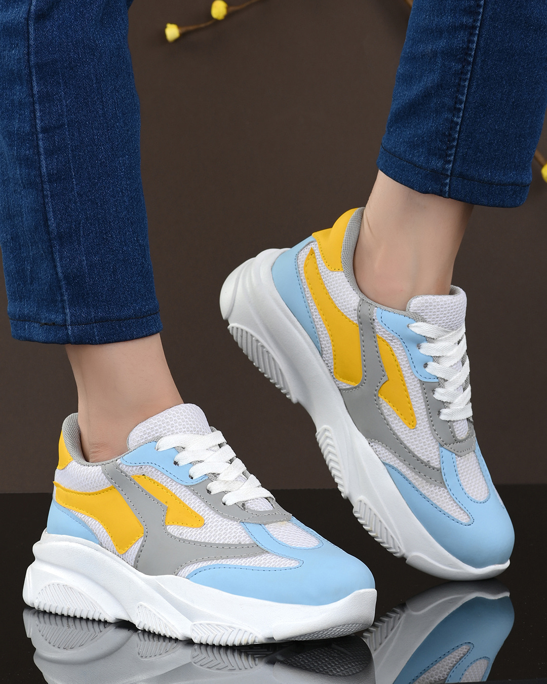 Buy Women S White Blue Color Block Sneakers Online In India At Bewakoof