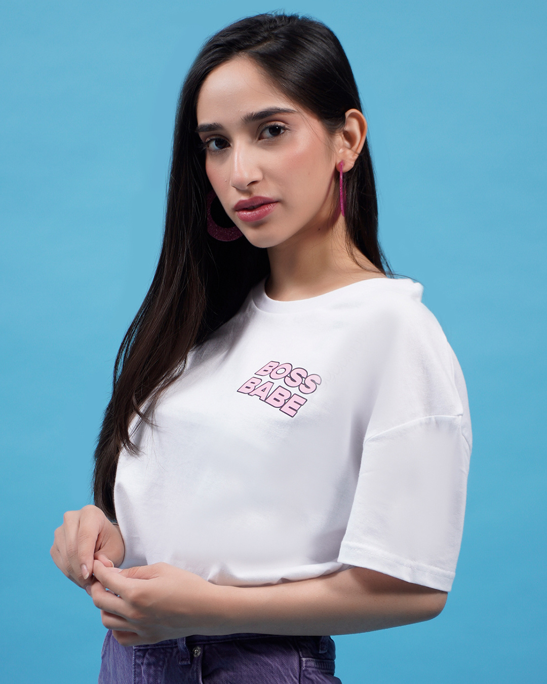Shop Women's White Boss Babe Typography T-shirt-Back