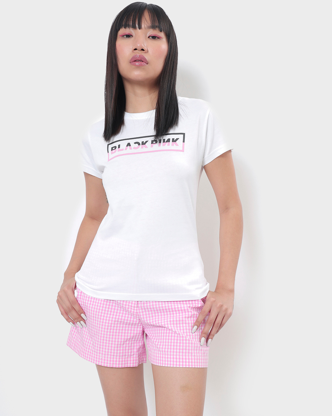 Shop Women's White BP Logo Typography Slim Fit T-shirt-Back