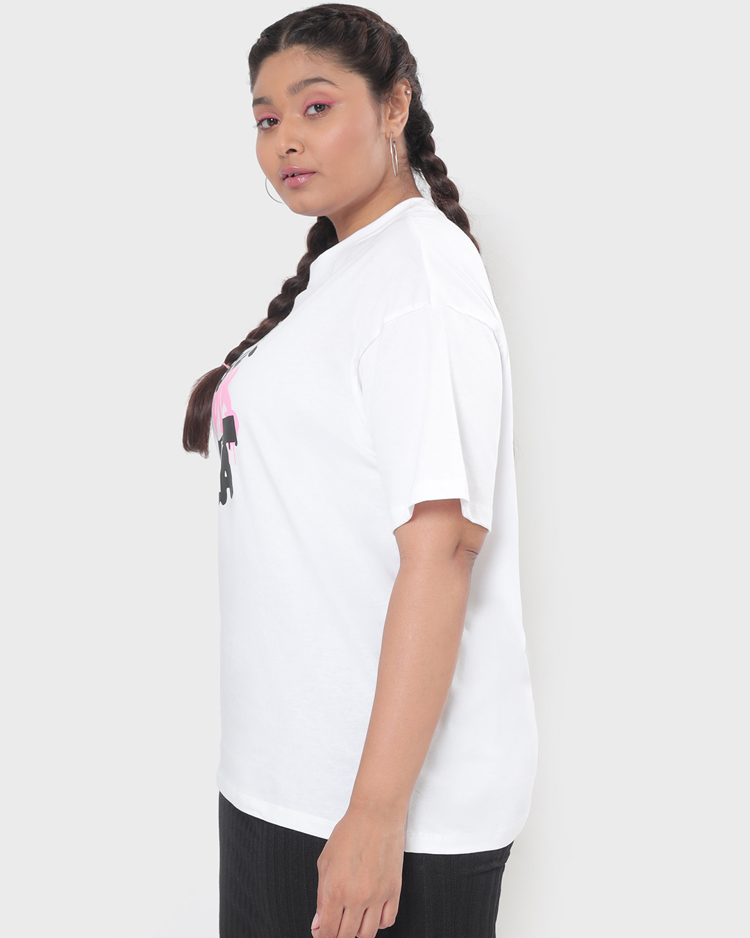 Shop Women's White BP Typography Plus Size Oversized T-shirt-Back