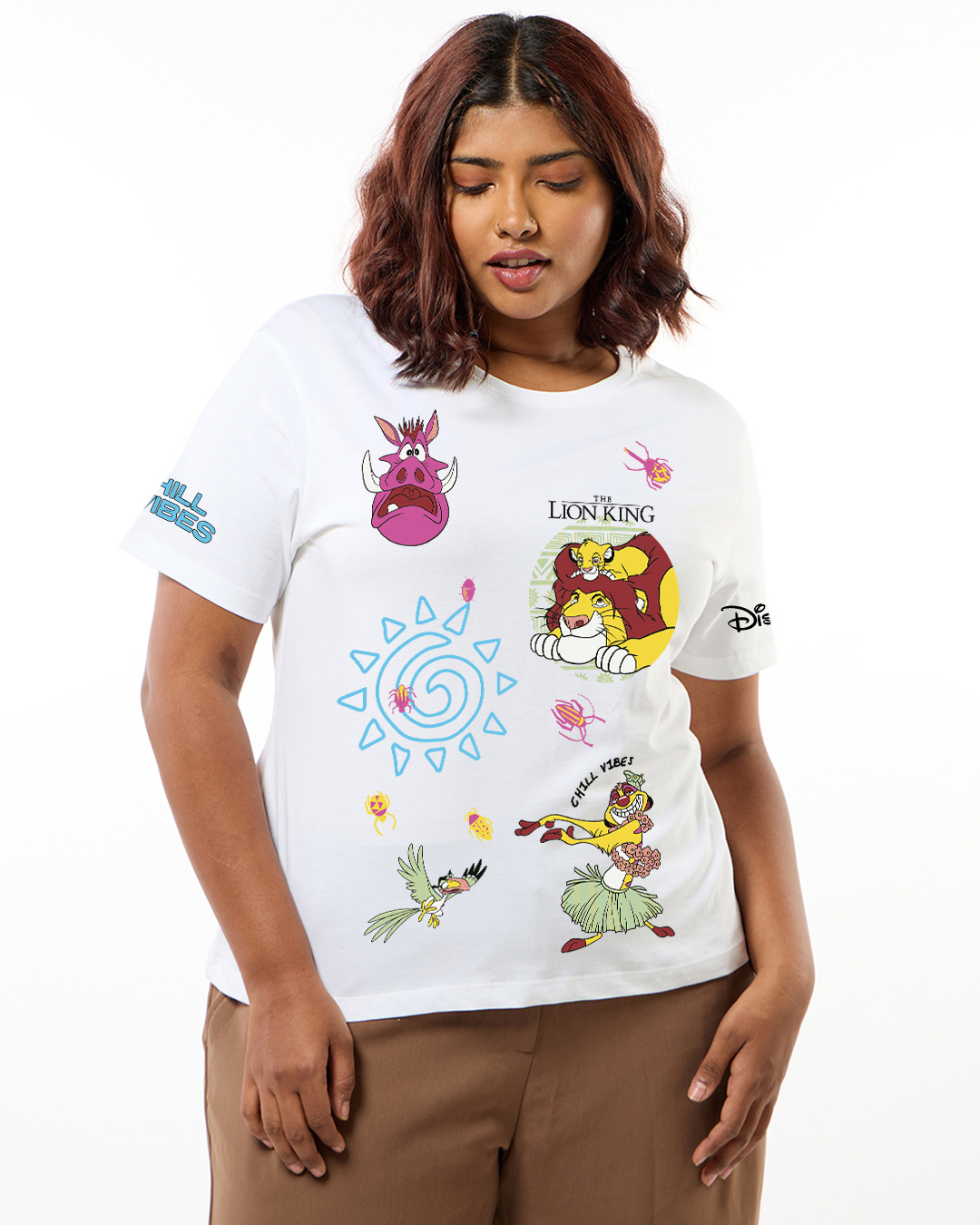 Shop Women's White Chill Vibes Graphic Printed Plus Size T-shirt-Back