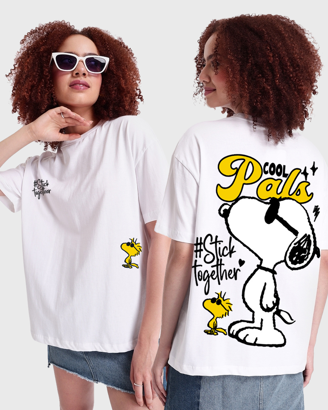 Buy Women's White Cool Pals Graphic Printed Oversized T-shirt Online at ...