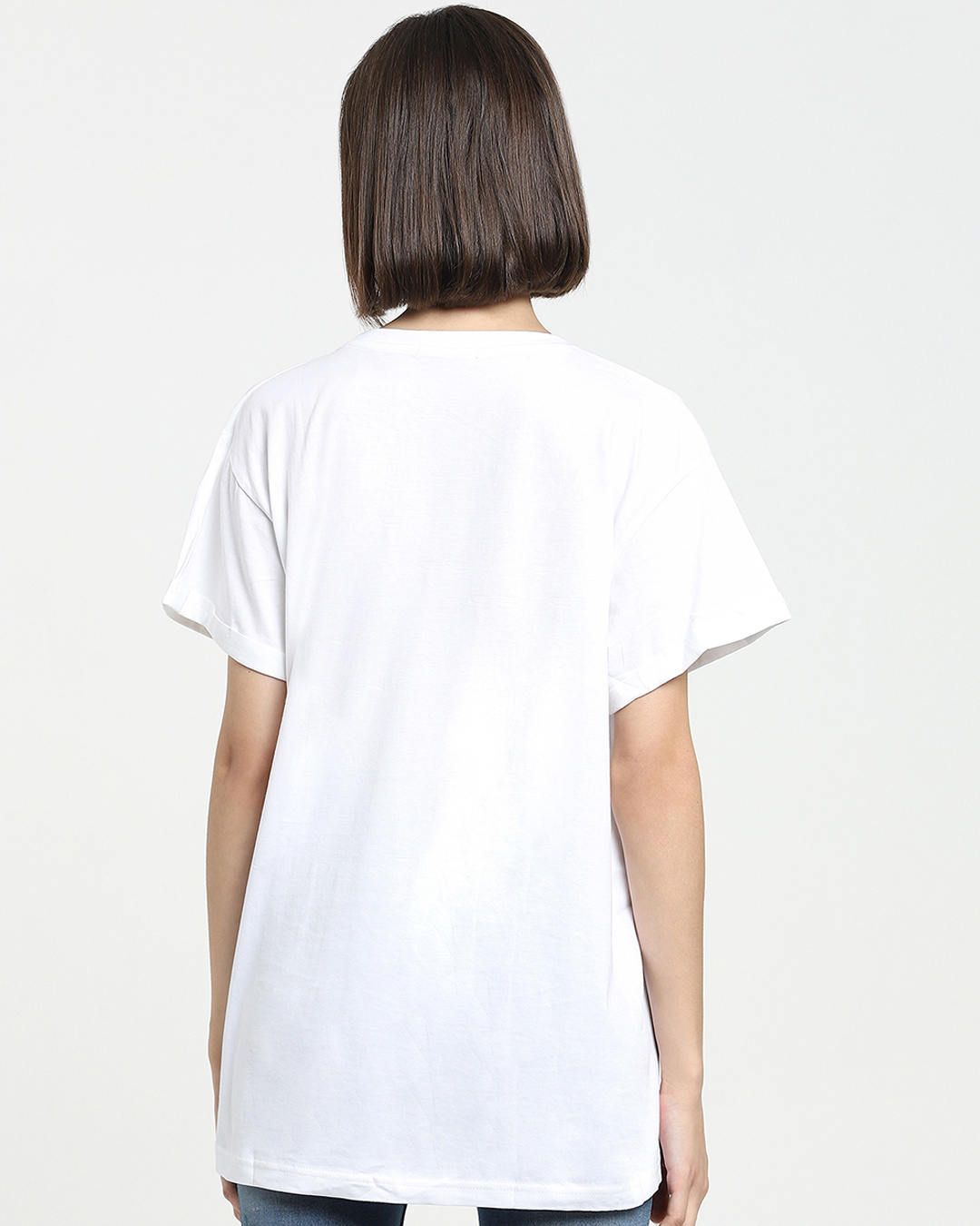 Shop Women's White Dope Shit Typography Boyfriend T-shirt-Back