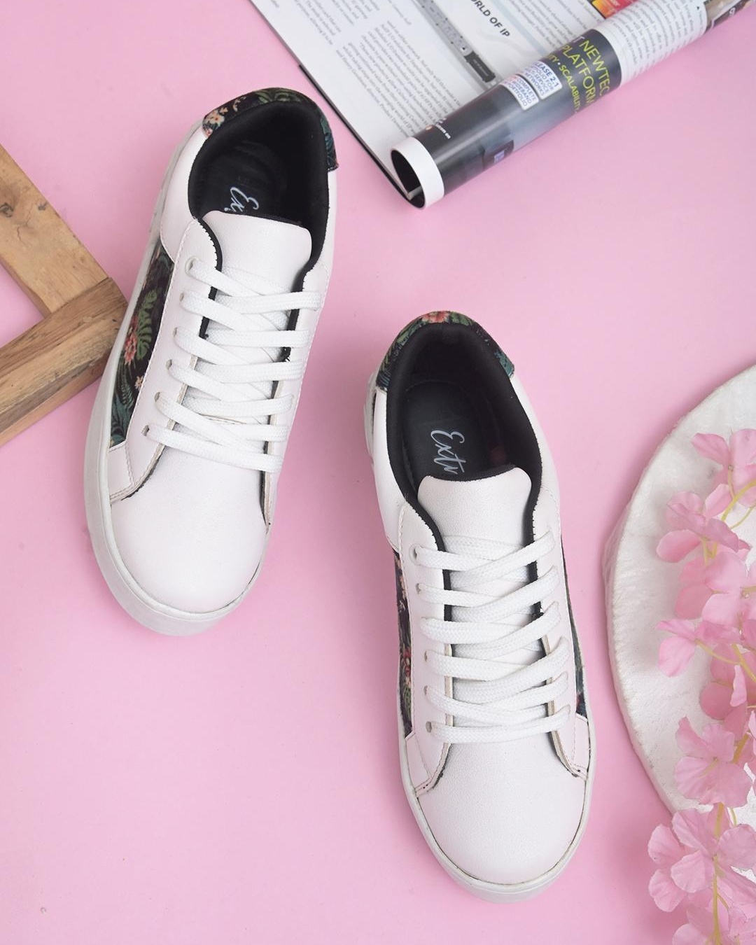 Gulnaar Tan Floral Embroidered Sneakers main image 0