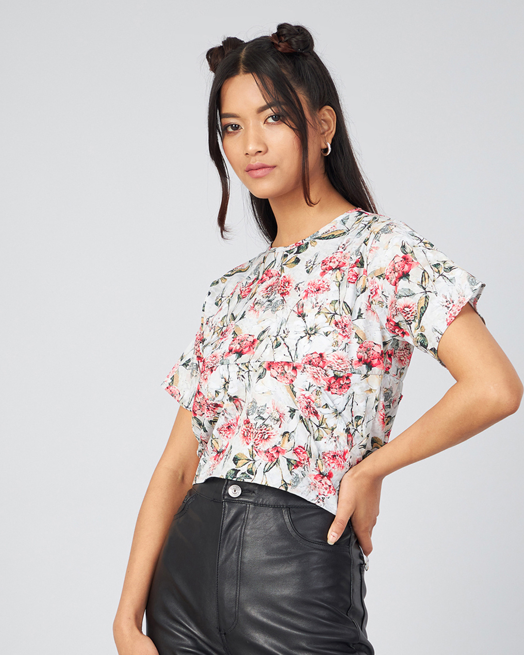 Shop Women's White Floral Printed Top-Back