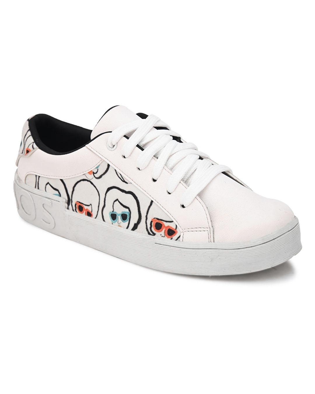 Shop Women's White Girl Printed Sneakers-Back