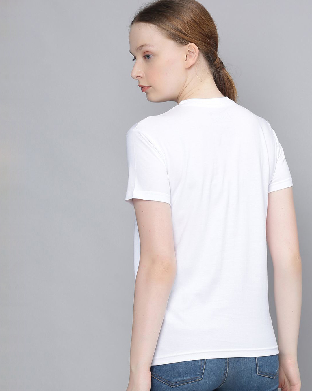 Shop Women's White Graphic Print T-Shirt-Back