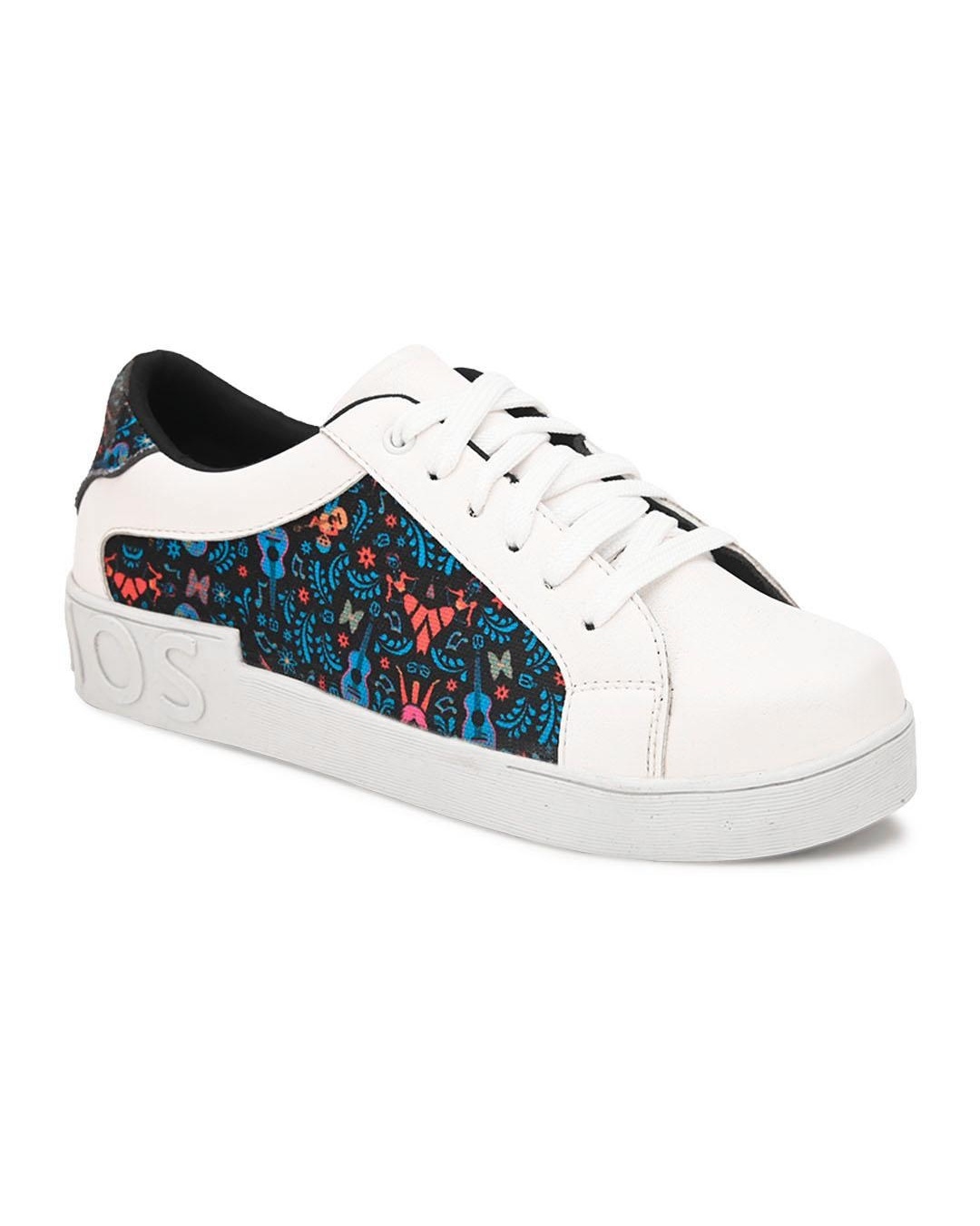 Shop Women's White Printed Casual Shoes-Back