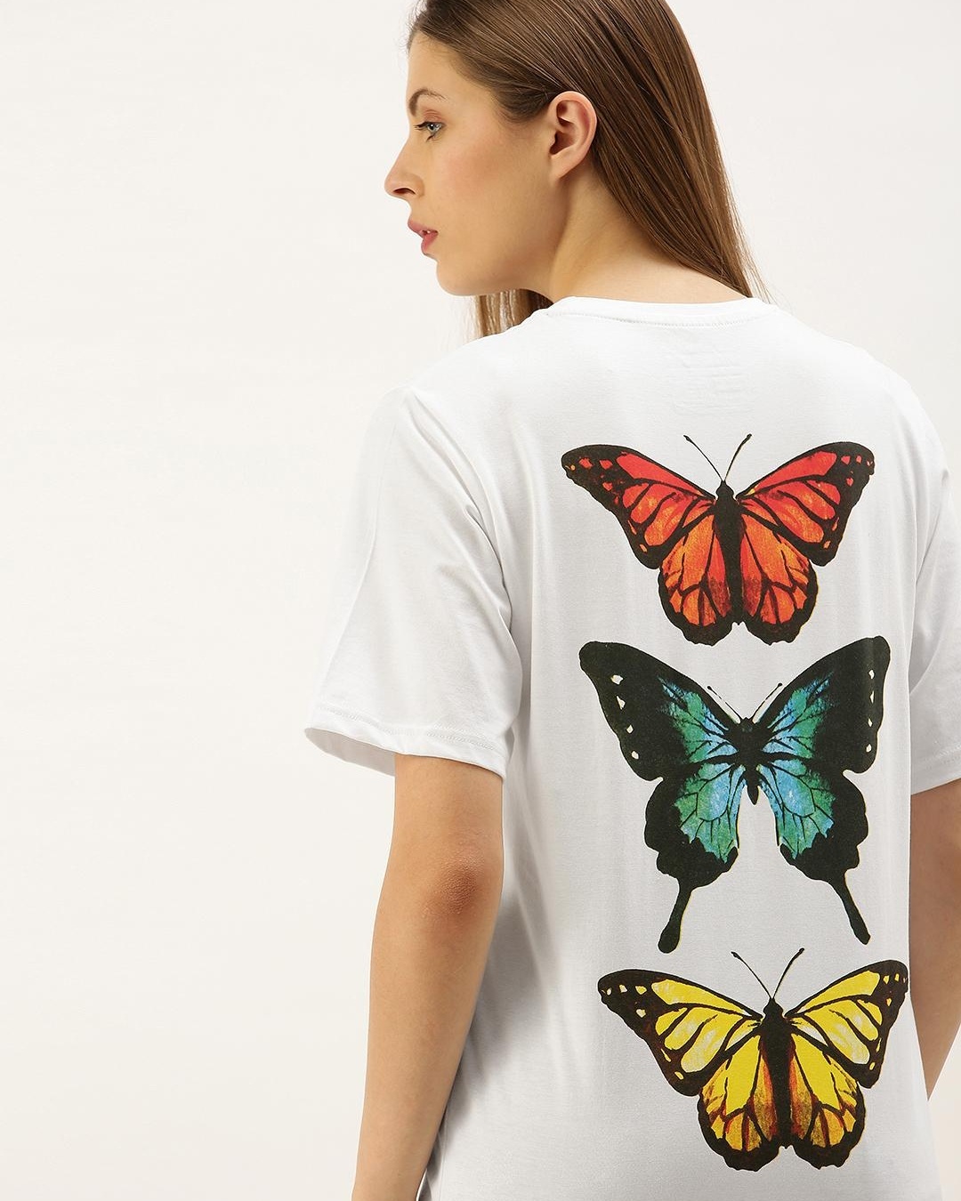 oversized white printed t shirt for women