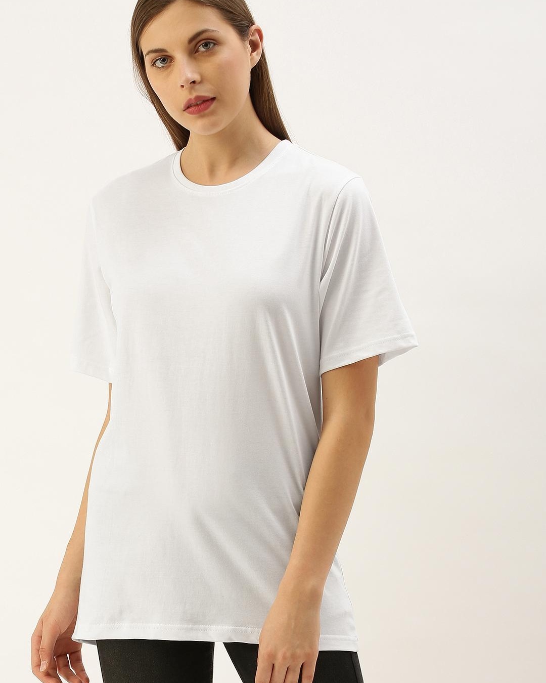 Shop Women's White Graphic Printed Oversized T-shirt-Back