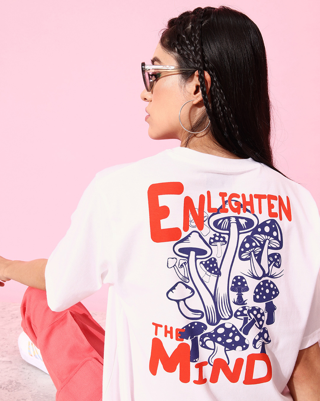 Oversized Graphic Print T-Shirt - White main image 1