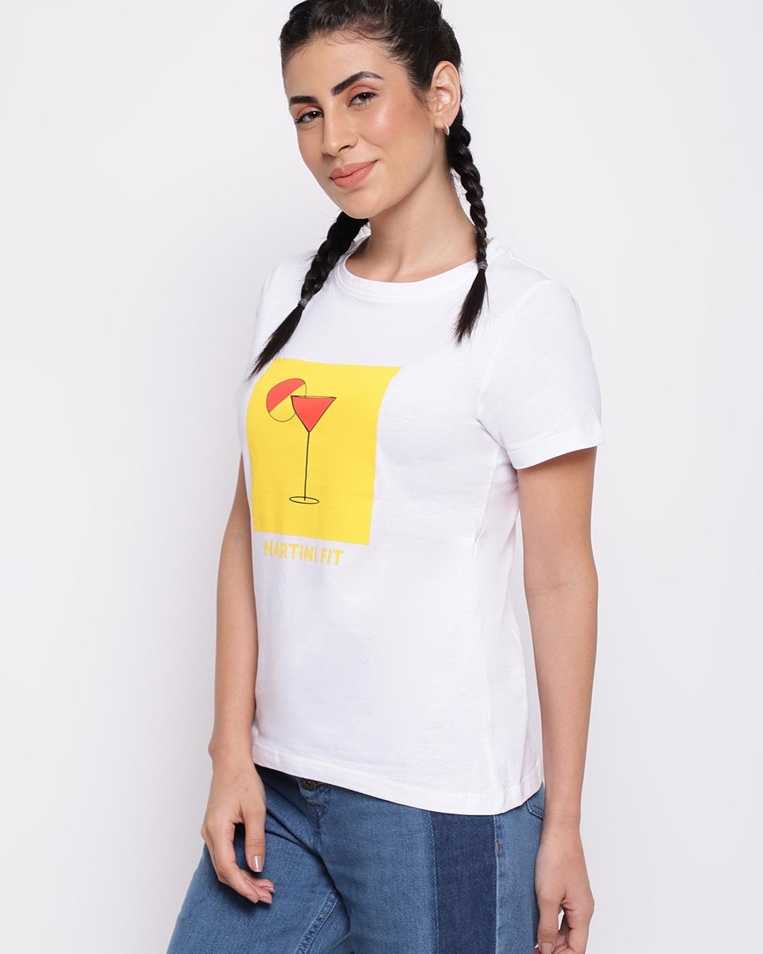 Shop Women's White Graphic Printed T-shirt-Back