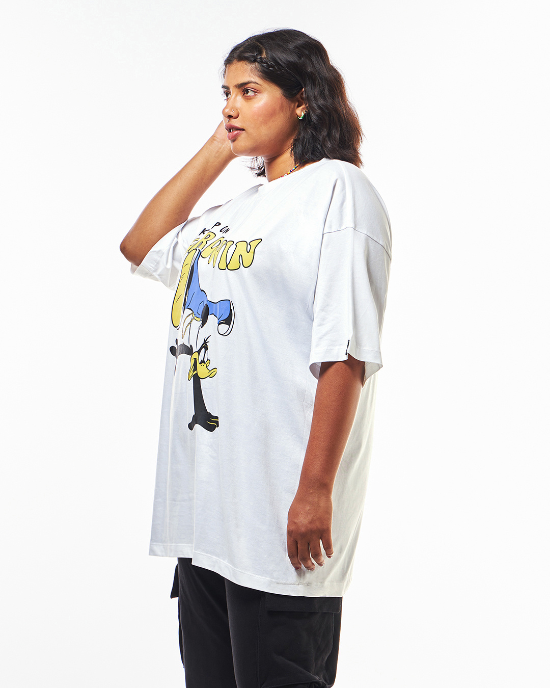 Buy Women's White Groovin Graphic Printed Oversized Plus Size T-shirt ...