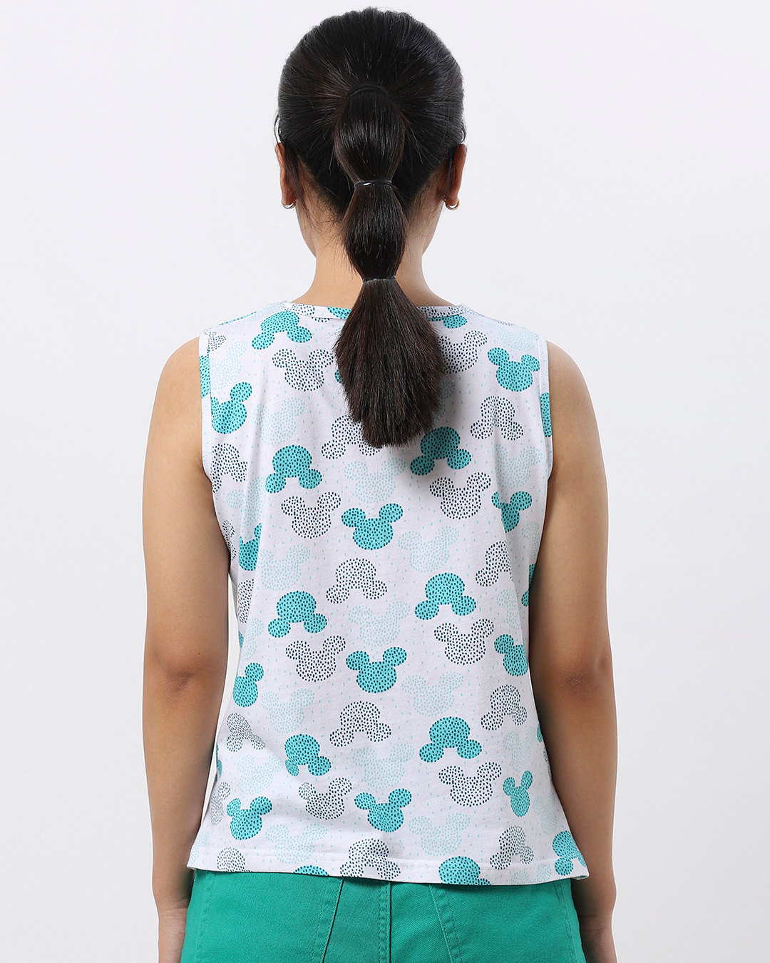 Shop Women's White Grunge Mickey All Over Printed Tank Top-Back