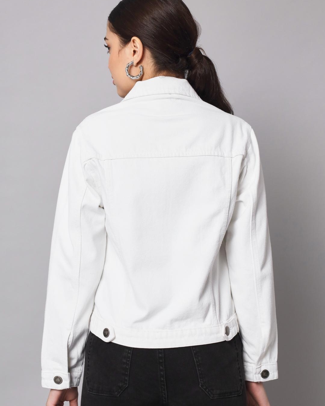 Shop Women's White Denim Jacket-Back