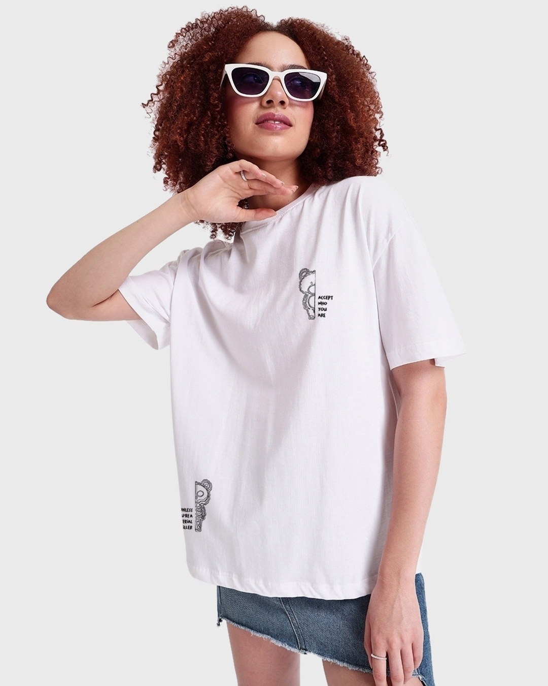 Shop Women's White Killer Mode Graphic Printed Oversized T-shirt-Back