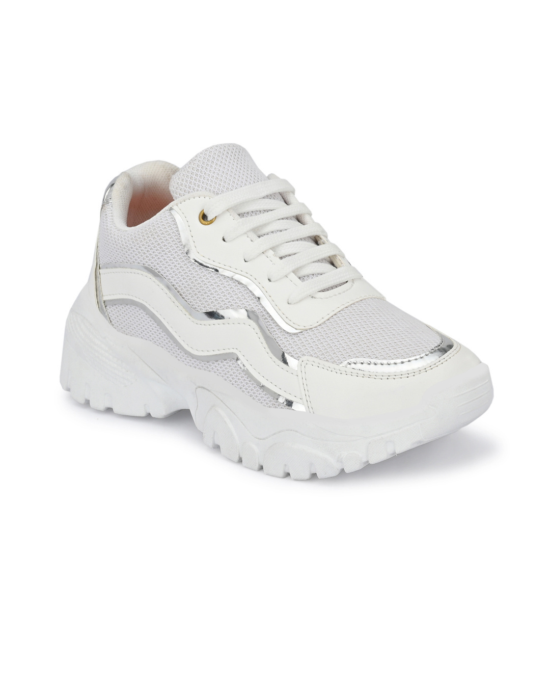 Shop Women's White Lace-Ups Sneakers-Back