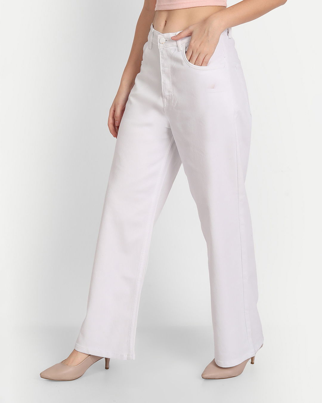 Shop Women's White Loose Comfort Fit Jeans-Back